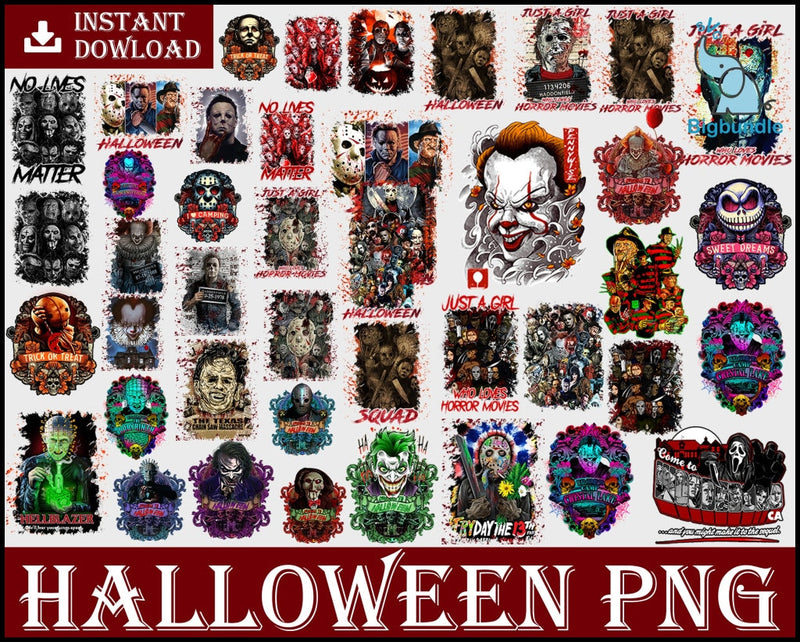 Horror Movies Characters PNG, Halloween Sublimation Designs Png, Halloween Bundle Png, Horror Movies