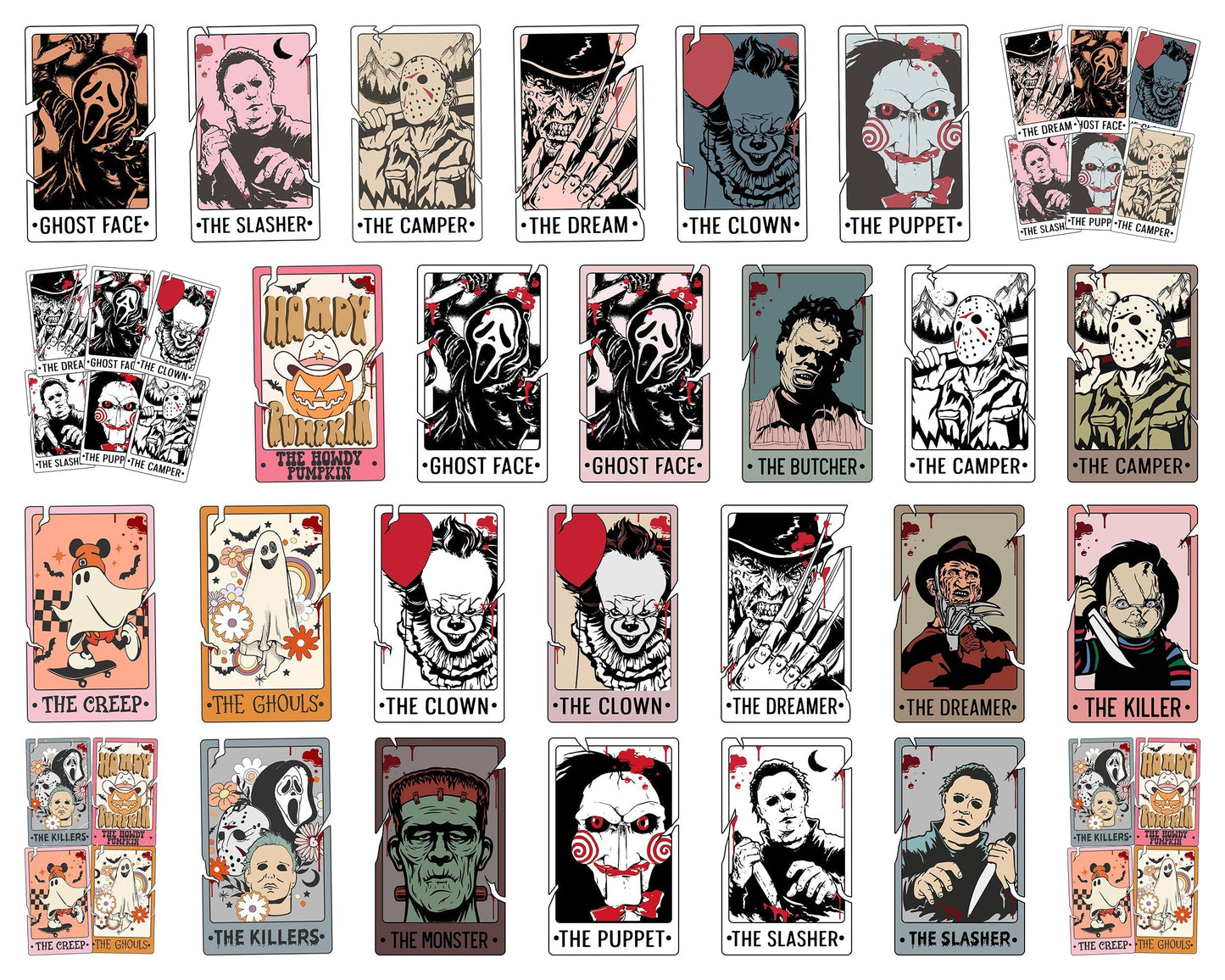 Bundle Halloween Characters Tarot Card svg - Instant download