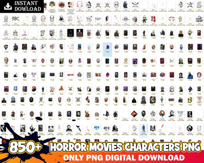 850+ Horror Movies Characters PNG Bundle, Bundle png, Digital download.