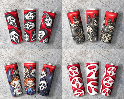 Horror puff inflated 20+3D Inflated Puff Tumbler bundle, Instant download