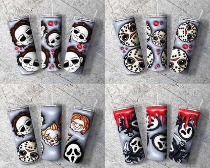 Horror puff inflated 20+3D Inflated Puff Tumbler bundle, Instant download