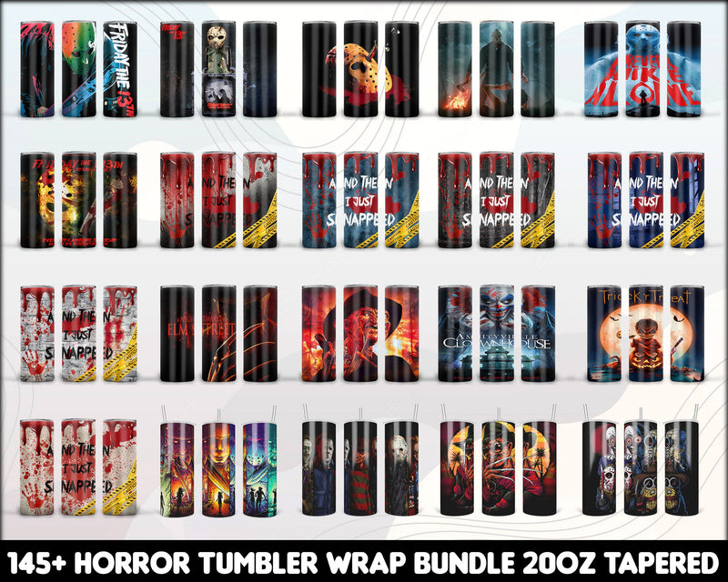 Horror Tumbler Wrap 145 designs skinny download tumbler file, Sublimation Designs for wraping