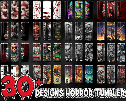 Horror Tumbler Wraps for 20 oz Sublimation Tumbler Bundle png