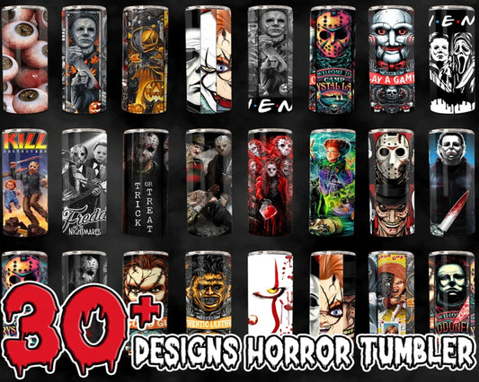 Horror Tumbler Wraps for 20 oz Sublimation Tumbler Bundle png