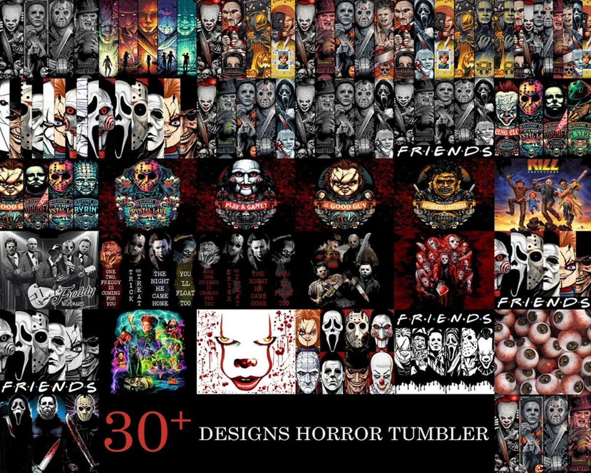 Horror Tumbler Wraps for 20 oz Sublimation Tumbler Bundle png