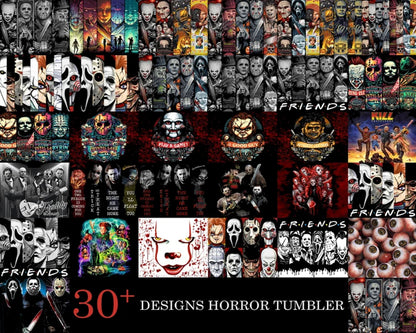 Horror Tumbler Wraps for 20 oz Sublimation Tumbler Bundle png