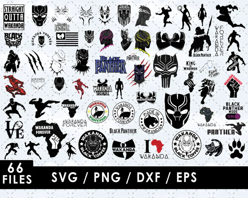 Black Panther PNG & SVG Bundle, 66 Files For Cricut & Silhouette