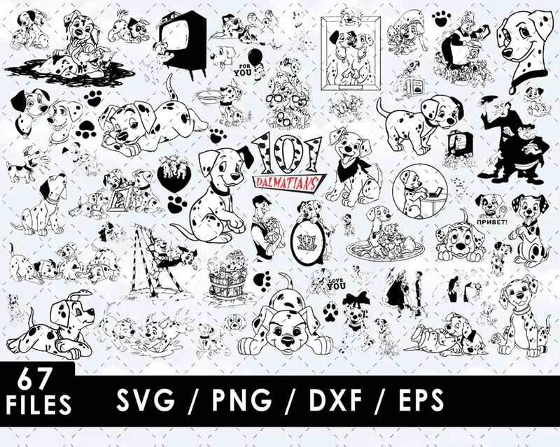 101 Dalmatians PNG & SVG Bundle (v3), 67 Files For Cricut & Silhouette