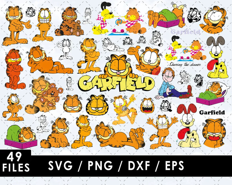 Garfield PNG & SVG Bundle, 49 Files For Cricut & Silhouette