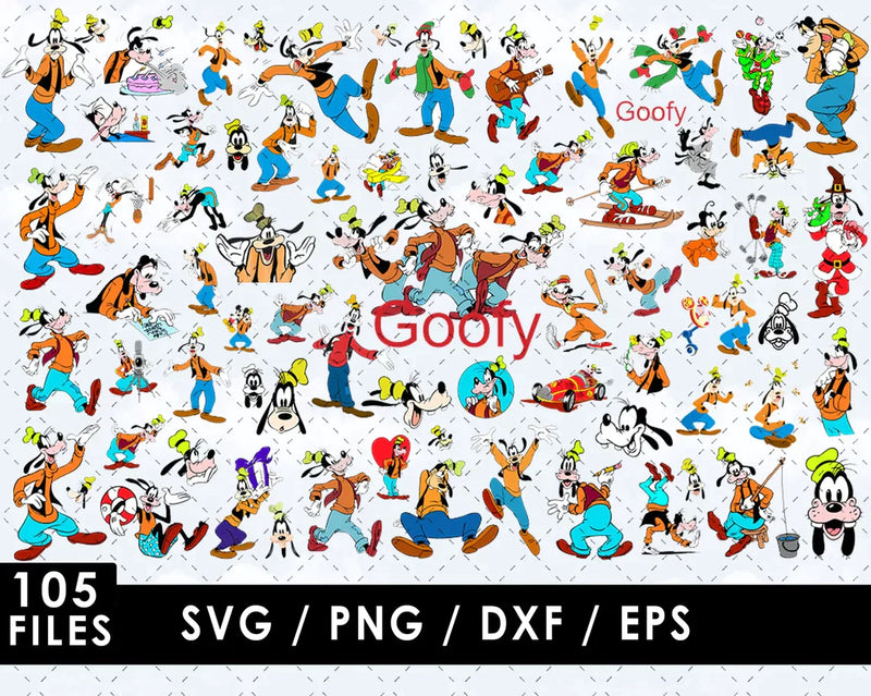 Goofy PNG & SVG Bundle, 105 Files For Cricut & Silhouette