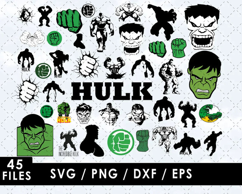 Hulk PNG & SVG Bundle, 45 Files For Cricut & Silhouette