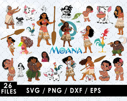 Moana Clipart Bundle, Moana SVG For Cricut, Moana Silhouette Vector Cut Files