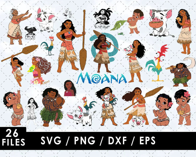 Moana Clipart Bundle, Moana SVG For Cricut, Moana Silhouette Vector Cut Files