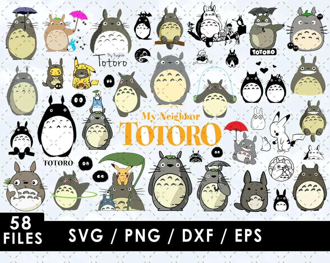 My Neighbor Totoro Clipart Bundle, My Neighbor Totoro Svg, My Neighbor Totoro Svg for Cricut, Silhouette Vector Cut File