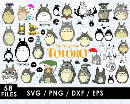 My Neighbor Totoro Clipart Bundle, My Neighbor Totoro Svg, My Neighbor Totoro Svg for Cricut, Silhouette Vector Cut File