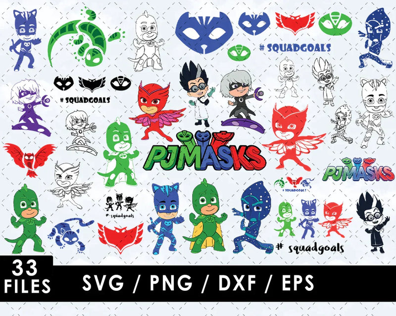 PJ Masks SVG Bundle, PJ Masks PNG, PJ Masks SVG Cut Files, PJ Masks for Cricut & Silhouette