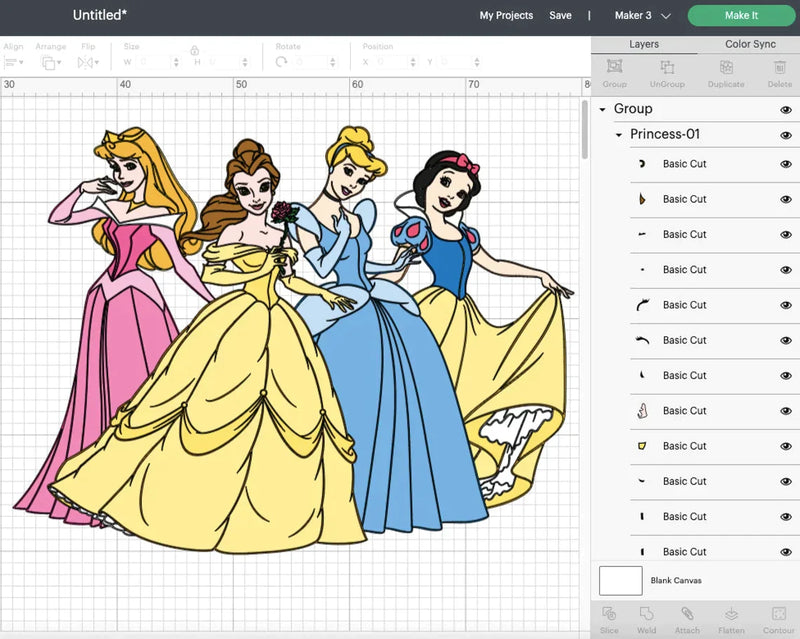 Disney Princess Clipart Bundle, PNG & SVG Cut Files for Cricut / Silhouette