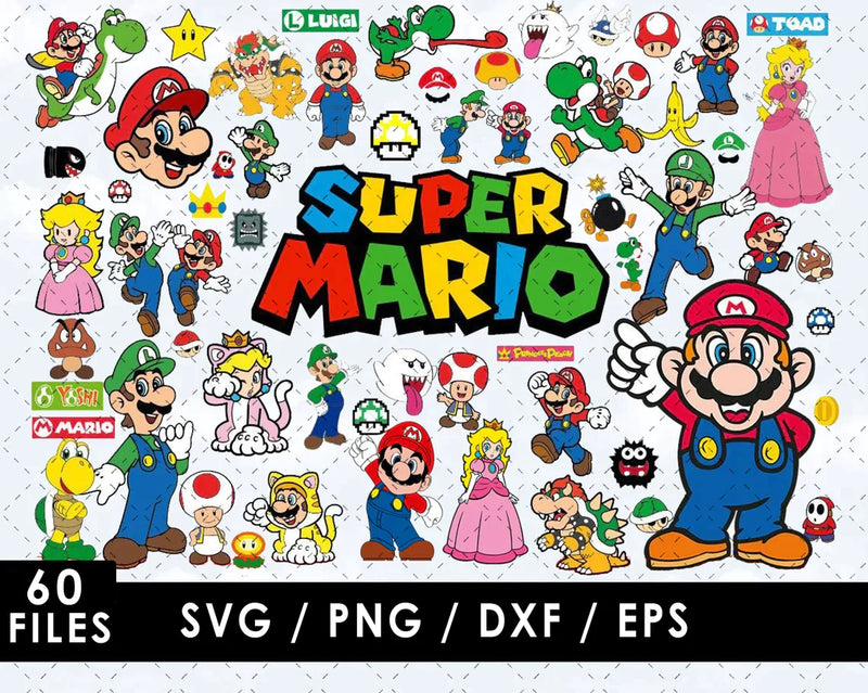 Super Mario Clipart Bundle, PNG & SVG Cut Files for Cricut & Silhouette