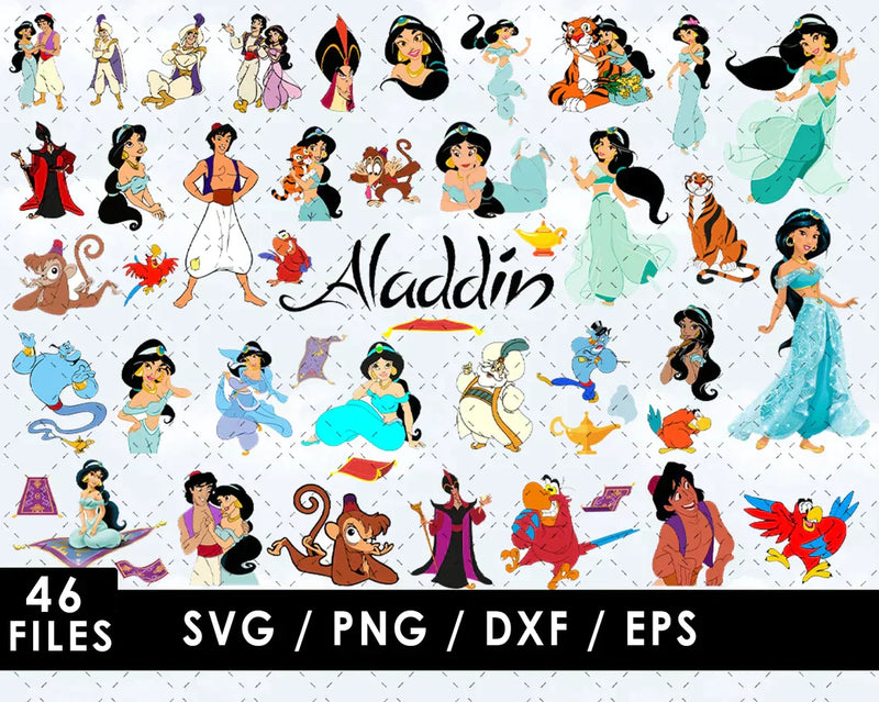 Aladdin Svg, Aladdin & Jasmine Svg For Cricut, Aladdin Png, Aladdin & Jasmine Clipart