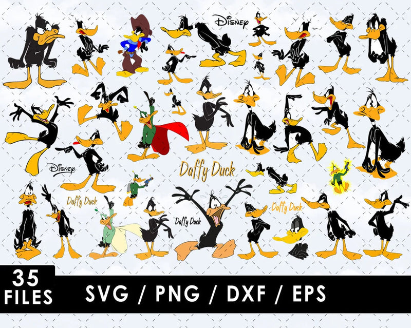 Daffy Duck Clipart Bundle, PNG & SVG Cut Files for Cricut & Silhouette