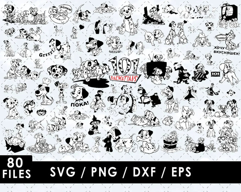 Dalmatians PNG & SVG Bundle (v4), 80 Files For Cricut & Silhouette