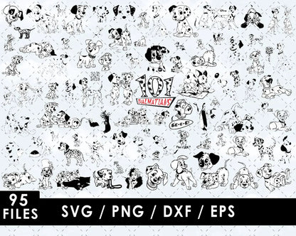 Dalmatians Outline Clipart Bundle, Dalmatians Outline SVG, Dalmatians Outline PNG