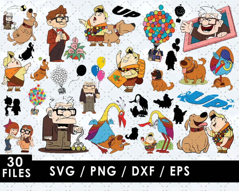 Disney Up PNG & SVG Bundle, 30 Files For Cricut & Silhouette