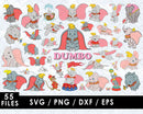 Dumbo PNG & SVG Bundle, 55 Files For Cricut & Silhouette