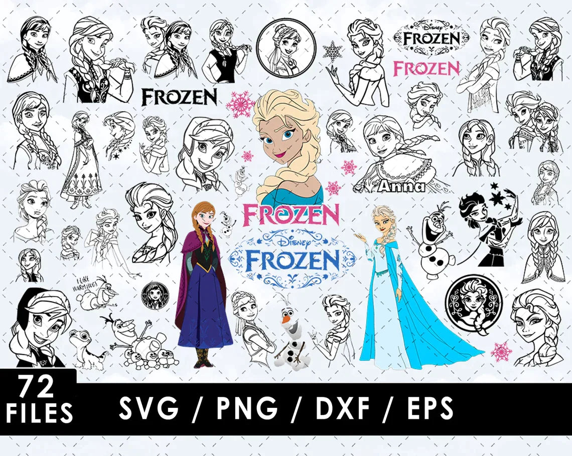 Frozen Elsa SVG, Frozen SVG Cut Files, Anna Frozen SVG For Cricut, Frozen PNG, Elsa Frozen Cricut Files