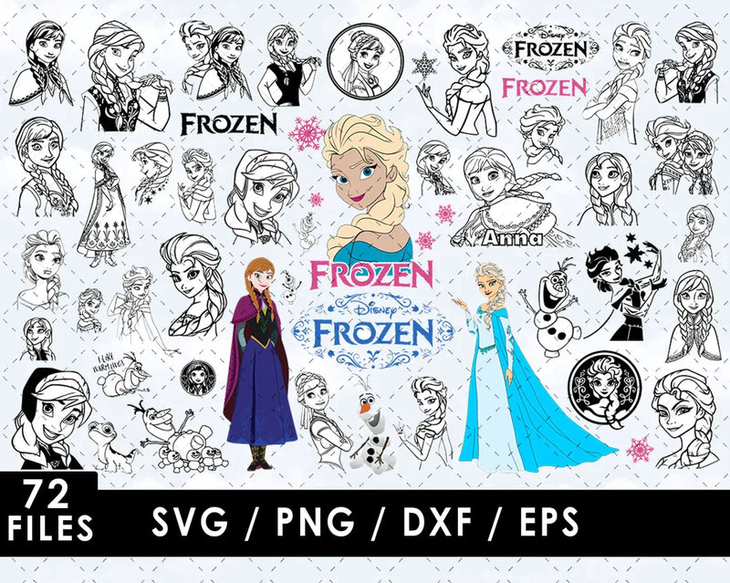 Frozen PNG & SVG Bundle, 72 Frozen Files For Cricut & Silhouette