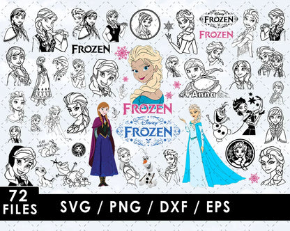 Frozen Elsa SVG, Frozen SVG Cut Files, Anna Frozen SVG For Cricut, Frozen PNG, Elsa Frozen Cricut Files