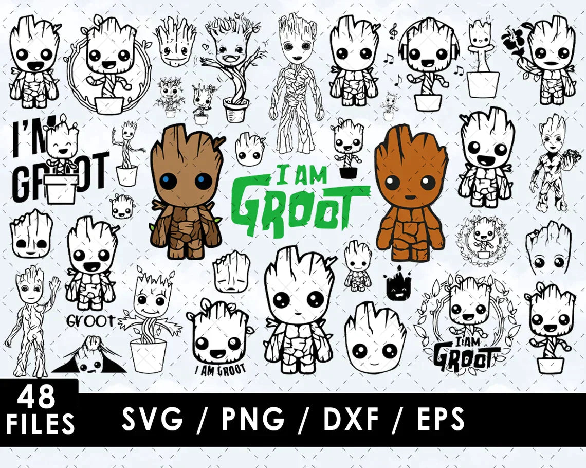 Groot Outline SVG Bundle, Groot Outline PNG, Groot SVG Cricut, Silhoue