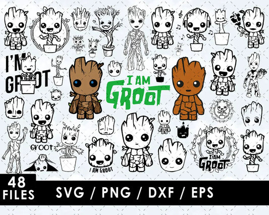 Groot Outline SVG Bundle, Groot Outline PNG, Groot SVG Cricut, Silhouette Vector Cut Files
