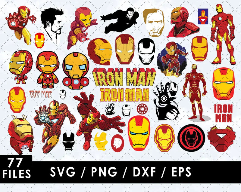 Iron Man SVG & PNG Bundle, Iron Man Cliparts, Iron Man Svg For Cricut, Silhouette Vector Cut Files