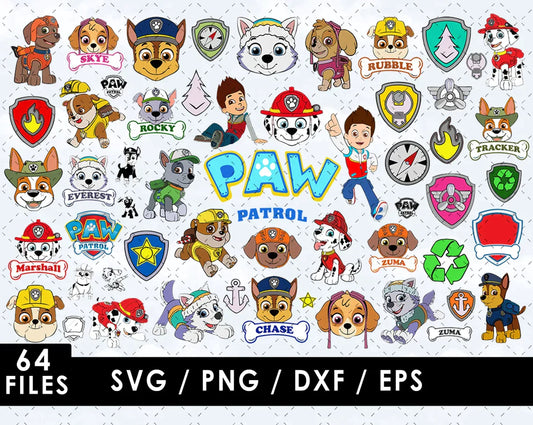 Paw Patrol Clipart Bundle, PNG & SVG Cut Files for Cricut / Silhouette