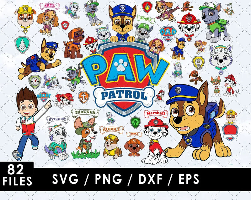 Paw Patrol Clipart Bundle, PNG & SVG Cut Files for Cricut / Silhouette