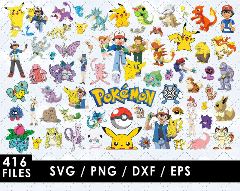 Pokemon Clipart Bundle, Pokemon SVG for Cricut, Pokemon PNG, Pokemon Silhouette Vector Cut Files