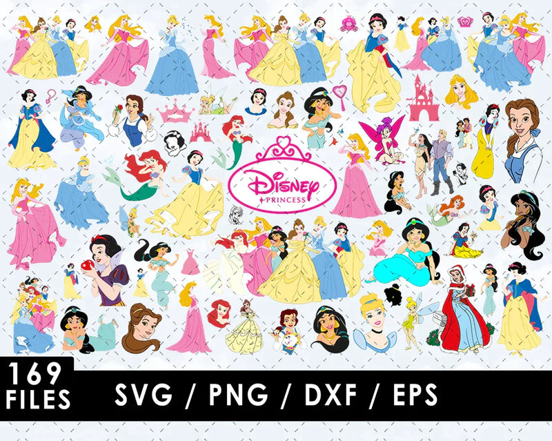 Disney Princess Clipart Bundle, PNG & SVG Cut Files for Cricut / Silhouette