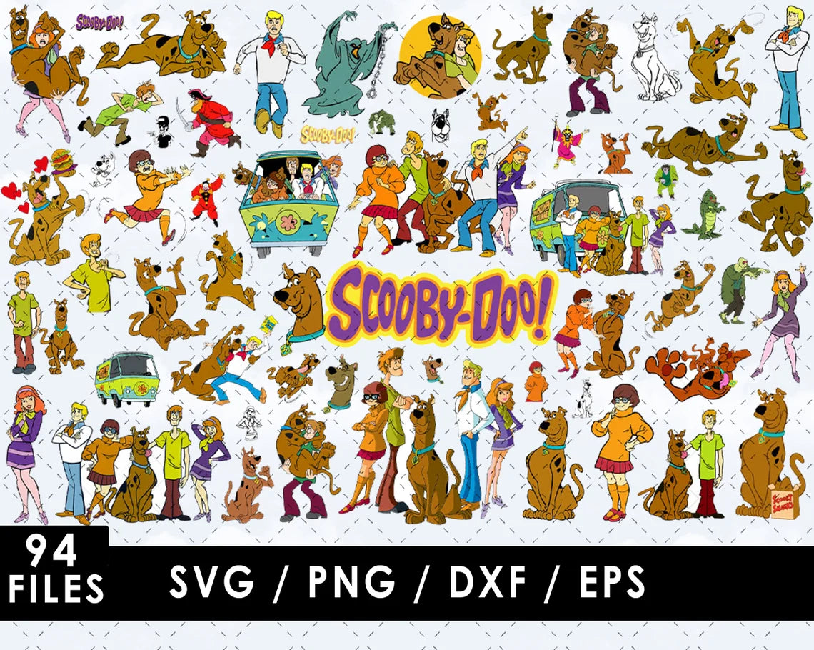 Scooby Doo Clipart Bundle, Scooby Svg For Cricut, Scooby Silhouette Vector Cut Files, PNG