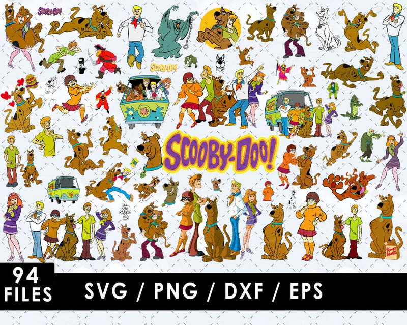 Scooby Doo Clipart Bundle, Scooby Svg For Cricut, Scooby Silhouette Vector Cut Files, PNG