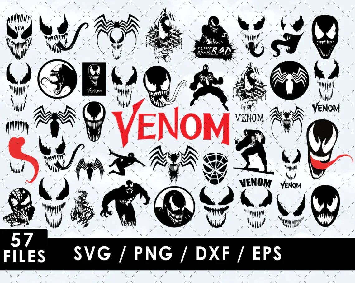 Venom Clipart Bundle, Venom SVG Cut Files for Cricut, Venom Silhouette Vector Cut Files