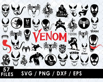 Venom Clipart Bundle, Venom SVG Cut Files for Cricut, Venom Silhouette Vector Cut Files