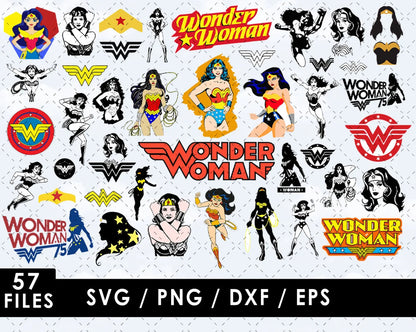 Wonder Woman Clipart Bundle, Wonder Woman SVG Cut Files for Cricut, Wonder Woman Silhouette Vector Cut Files