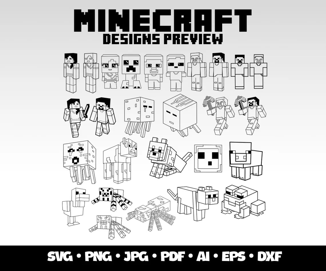 Minecraft SVG Bundle, Minecraft Clipart for Cricut & Silhouette, Minecraft PNG SVG Cut Files - Digital Bundle