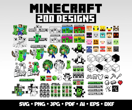 Minecraft Svg Cricut Bundle Gaming Clipart Digital Minecraft Sticker Christmas Gift for Gamers, Popular Gaming Shirt Minecraft Gift Idea