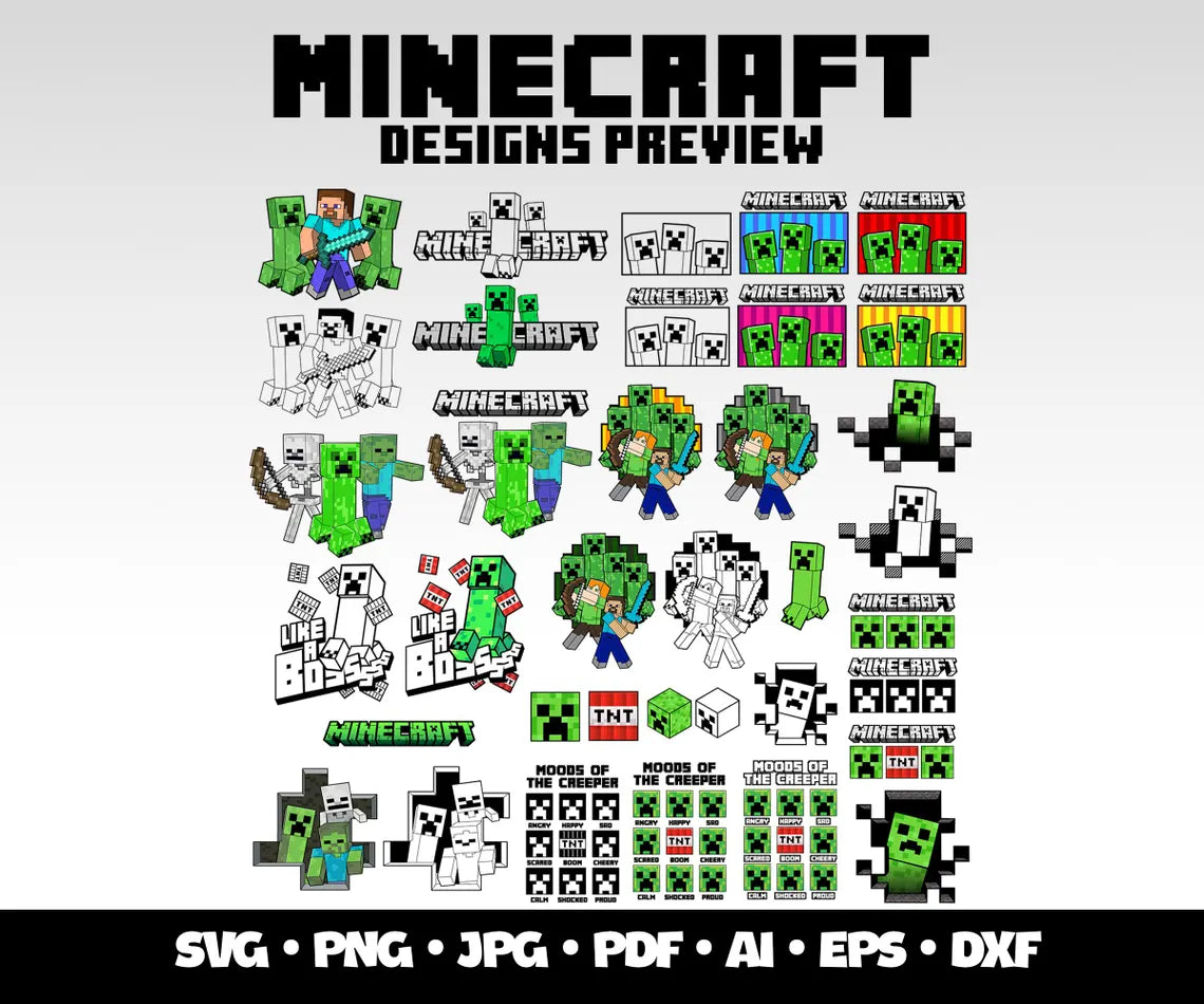 Minecraft Svg Cricut Bundle Gaming Clipart Digital Minecraft Sticker Christmas Gift for Gamers, Popular Gaming Shirt Minecraft Gift Idea