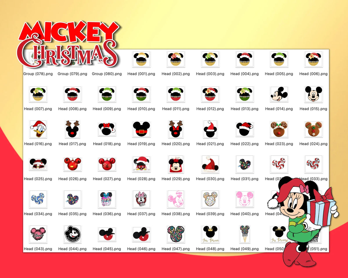 Disney Christmas Clipart Bundle, Mickey Mouse Christmas SVG Cut Files For Cricut / Silhouette, Mickey Christmas Party PNG