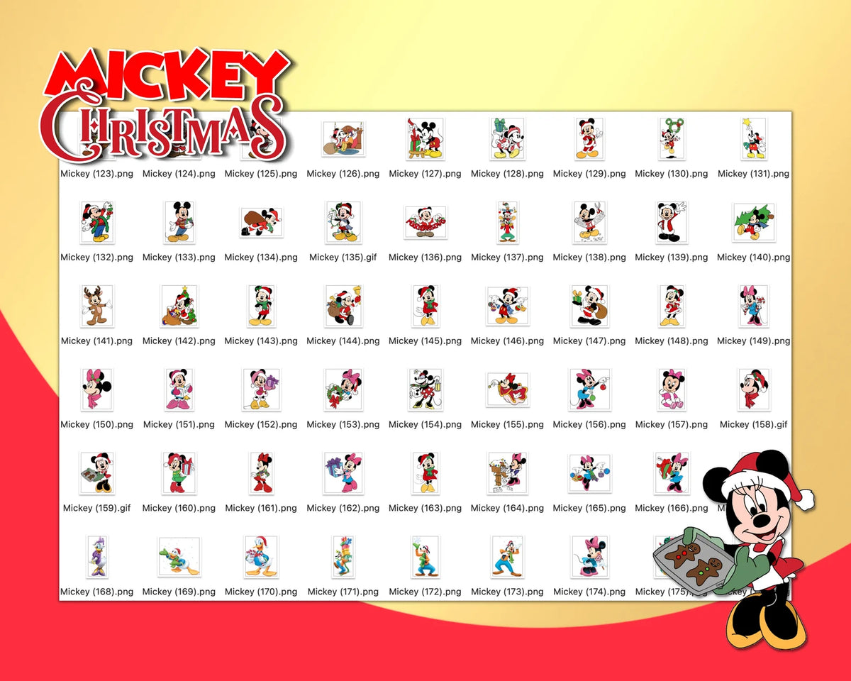 Disney Christmas Clipart Bundle, Mickey Mouse Christmas SVG Cut Files For Cricut / Silhouette, Mickey Christmas Party PNG