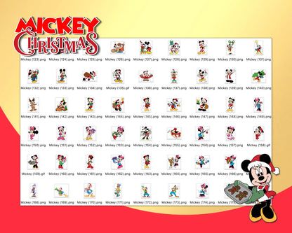 Disney Christmas Clipart Bundle, Mickey Mouse Christmas SVG Cut Files For Cricut / Silhouette, Mickey Christmas Party PNG