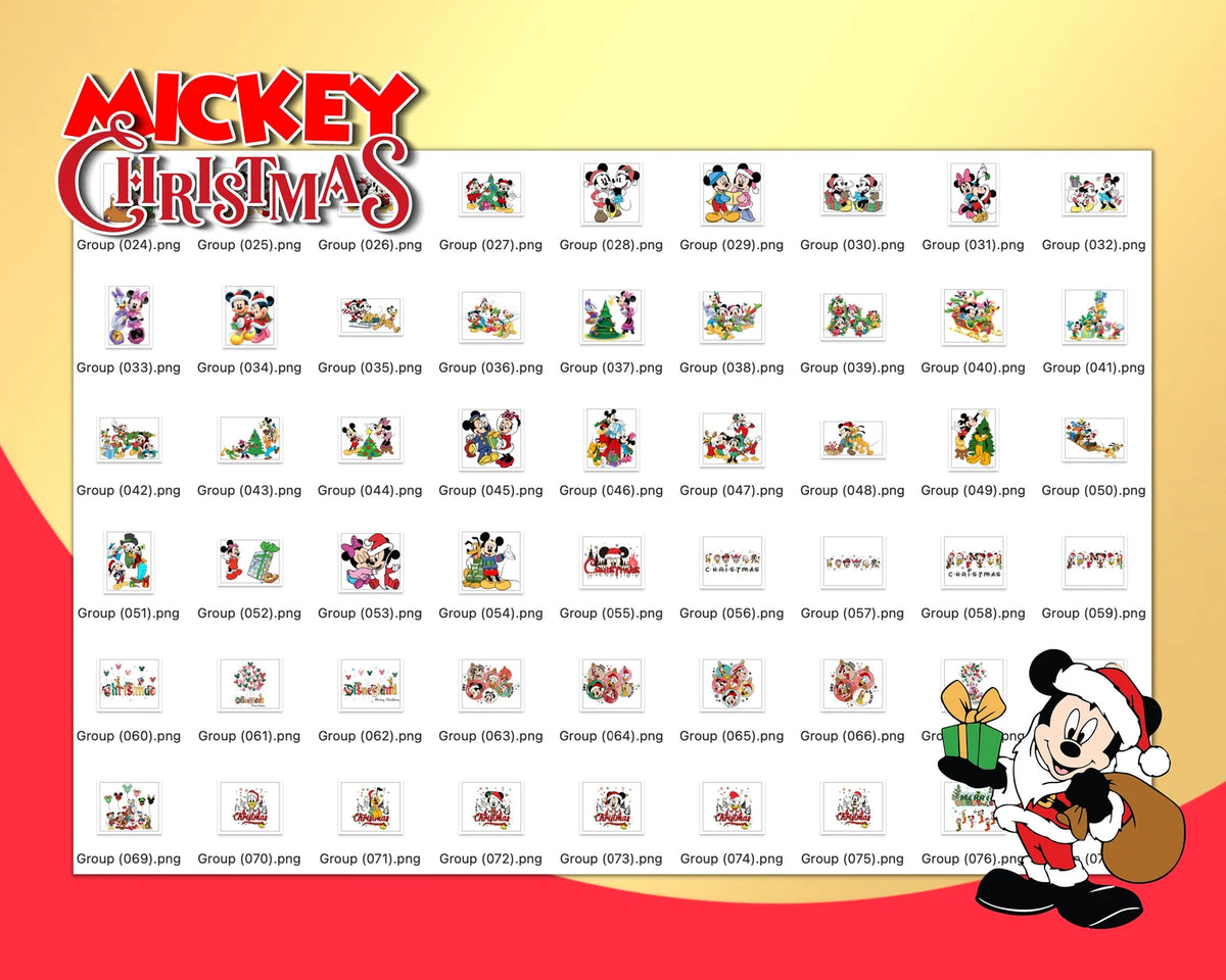 Disney Christmas Clipart Bundle, Mickey Mouse Christmas SVG Cut Files For Cricut / Silhouette, Mickey Christmas Party PNG